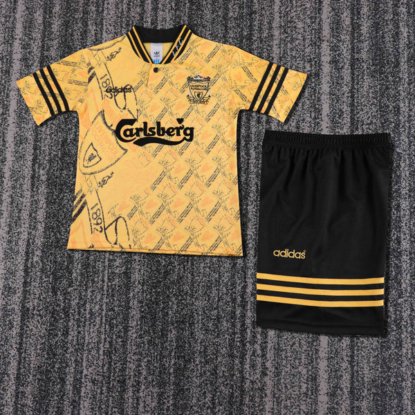 Kit Infantil Liverpool Third Retrô 94/95 Camisa + Shorts Adidas Unissex - Dourada