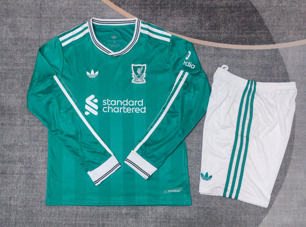 Kit Infantil Liverpool Third Manga Longa 25/26 Adidas Unissex - Verde