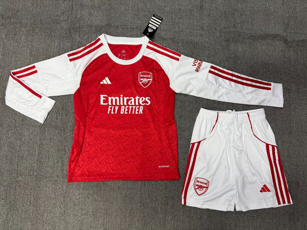 Kit Infantil Arsenal Home Manga Longa 25/26 Unissex Adidas - Vermelho e Branco