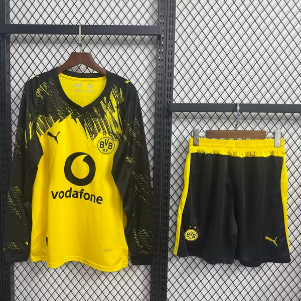 Kit Infantil Borussia Dortmund Home Manga Longa 25/26 Unissex Puma - Amarelo e Preto