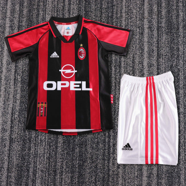 Kit Infantil Milan Home Retrô 98/99 Unissex Adidas - Vermelho e Preto