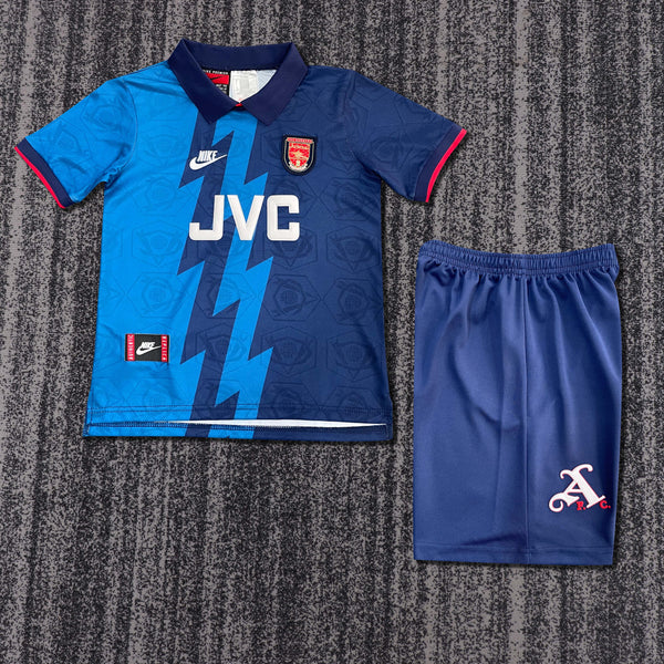 Kit Infantil Arsenal Away Retrô 95/26 Camisa + Shorts Nike Unissex - Azul