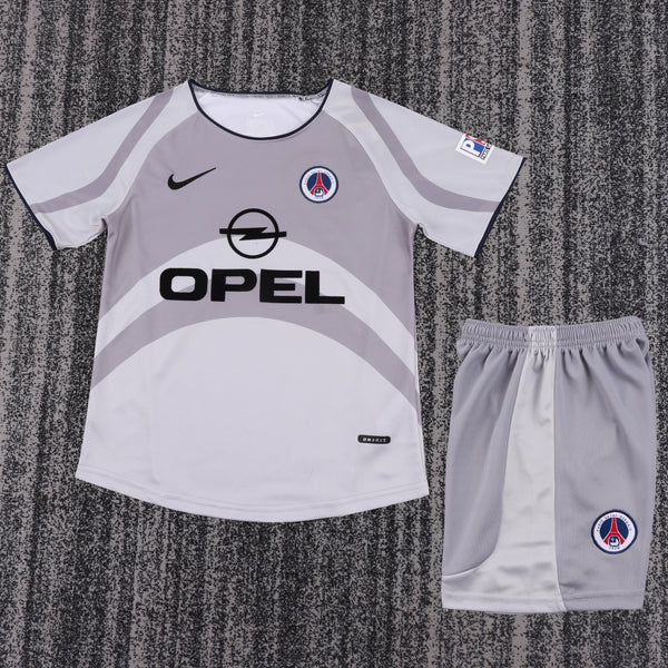 Kit Infantil PSG Retrô Away 01/02 Camisa + Shorts Nike Unissex - Cinza