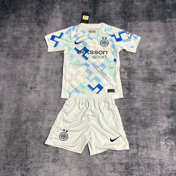 Kit Infantil Inter de Milão Away 25/26 Nike Unissex - Branco e Azul