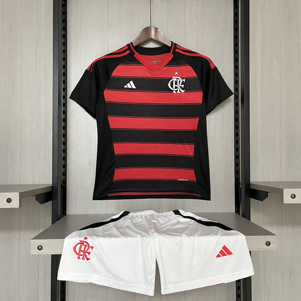 Kit Infantil Flamengo Home 25/26 Adidas Unissex - Vermelho e Preto