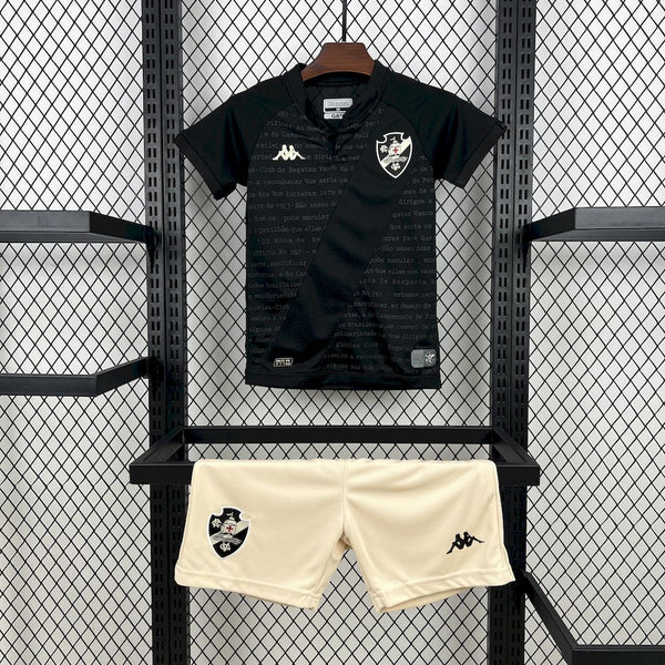 Kit Infantil Vasco Treino 24/25 Camisa + Shorts Kappa Unissex - Preto