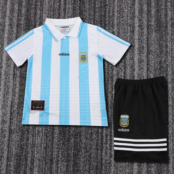 Kit Infantil Argentina Retro 1994 Adidas Masculina - Branco e Azul