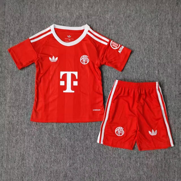 Kit Infantil Bayern De Munique Goleiro 25/26 Camisa + Shorts Adidas Unissex - Vermelho