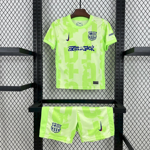Kit Infantil Barcelona Third 24/25 Edição Especial Travis Scott 24/25 Nike Unissex - Verde