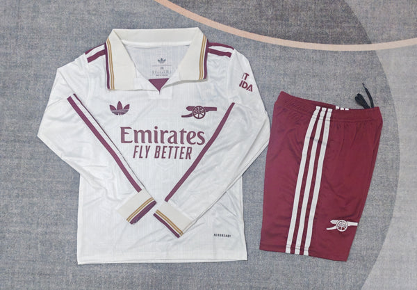 Kit Infantil Arsenal Third Manga Longa 25/26 Unissex Adidas - Branco