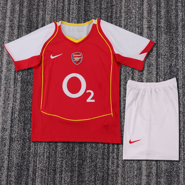 Kit Infantil Arsenal Home Retrô 04/05 Camisa + Shorts Nike Unissex - Vermelho e Branco