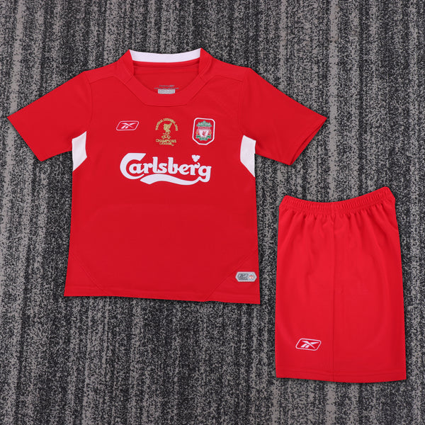 Kit Infantil Liverpool Home Retrô 04/05 Camisa + Shorts Reebok Unissex - Vermelho