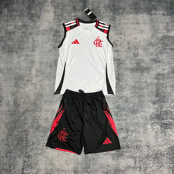 Kit Infantil Flamengo Away Regata 25/26 Adidas Unissex - Branco e Preto
