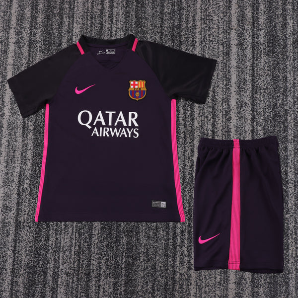 Kit Infantil Barcelona Retrô Away 2016 Camisa + Shorts Nike  Unissex - Roxo