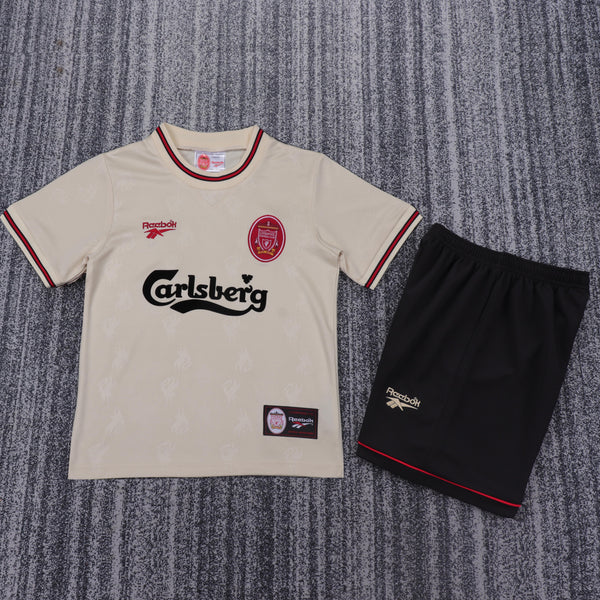 Kit Infantil Liverpool Away Retrô 96/97 Camisa + Shorts Reebok Unissex - Marrom