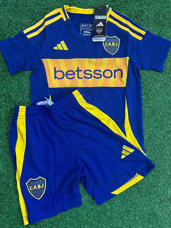 Kit Infantil Boca JRS Home 24/25 Adidas Unissex - Azul e Amarela