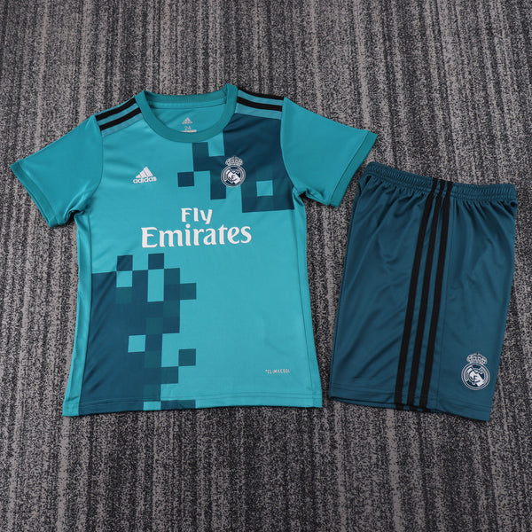 Kit Infantil Real Madrid Retrô Away 2018 Camisa + Shorts Adidas Unissex - Verde
