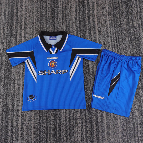 Kit infantil Manchester United Retrô Third 96/97 Unissex Umbro - Azul
