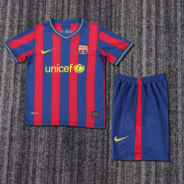 Kit Infantil Barcelona Retrô Home 2009 Camisa + Shorts Nike  Unissex - Grená