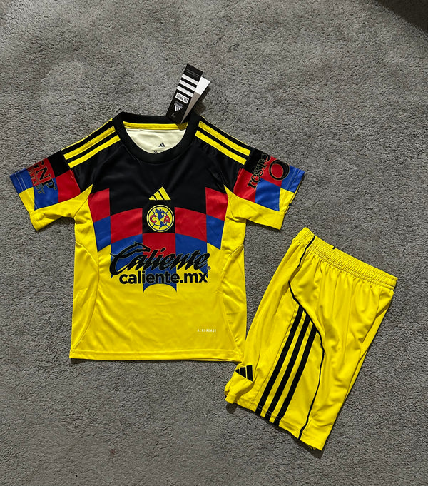Kit Infantil America do México Home 25/26 Adidas Unissex - Amarelo e Preto