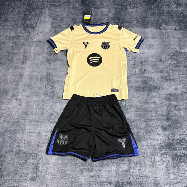 Kit Infantil Barcelona Away 25/26 Camisa + Shorts Nike Unissex - Bege