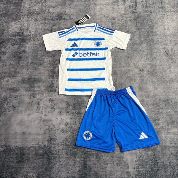 Kit Infantil Cruzeiro Away 25/26 Unissex Adidas - Branco e Azul