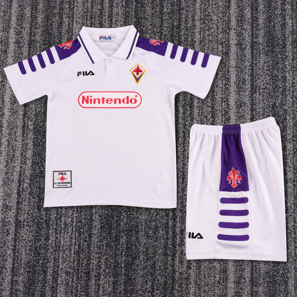 Kit Infantil Fiorentina Away Retrô 1998 Unissex Fila  - Branca