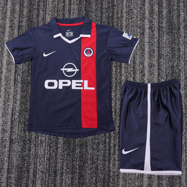 Kit Infantil PSG Retrô Home 01/02 Camisa + Shorts Nike Unissex - Azul