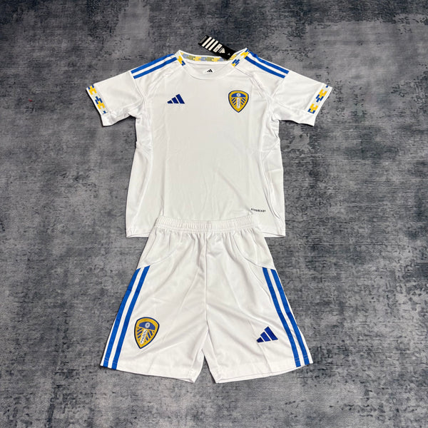 Kit Infantil Leeds United Home 25/26 Adidas Unissex - Branco