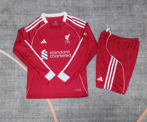 Kit Infantil Liverpool Home Manga Longa 24/25 Adidas Unissex - Vermelho