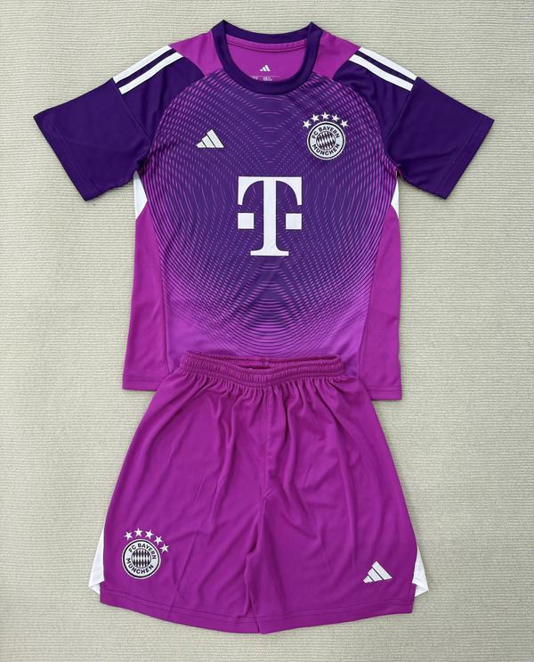Kit Infantil Bayern De Munique Goleiro 25/26 Camisa + Shorts Adidas Unissex - Roxo