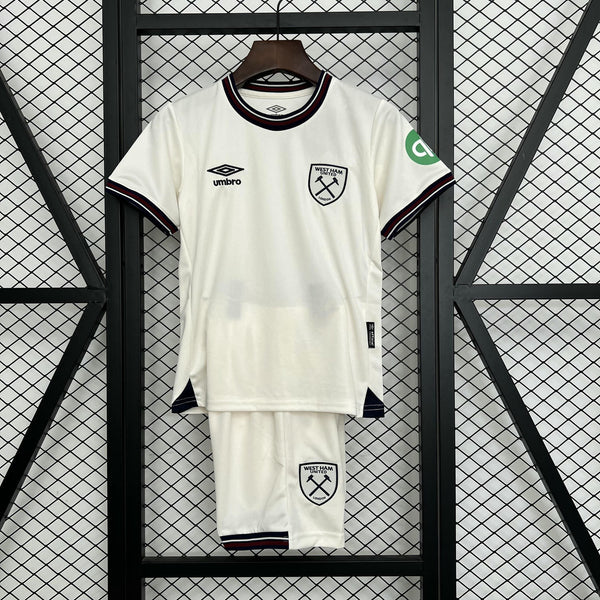 Kit Infantil West Ham Away 25/26 Unissex Umbro - Branco