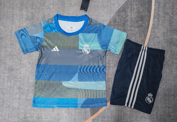Kit Infantil Real Madrid Pré Jogo 25/26 Adidas Masculina - Azul