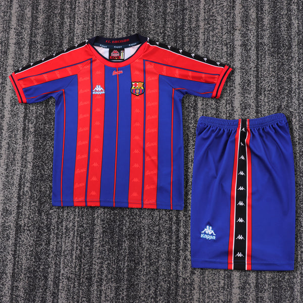 Kit Infantil Barcelona Retrô Home 97/98 Camisa + Shorts Nike  Unissex - Grená