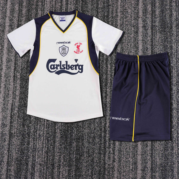 Kit Infantil Liverpool Third Retrô 01/02 Camisa + Shorts Reebok Unissex - Branca