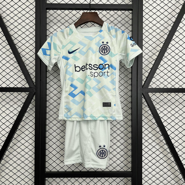Kit Infantil Inter de Milão Away 25/26 Nike Unissex - Branco e Azul