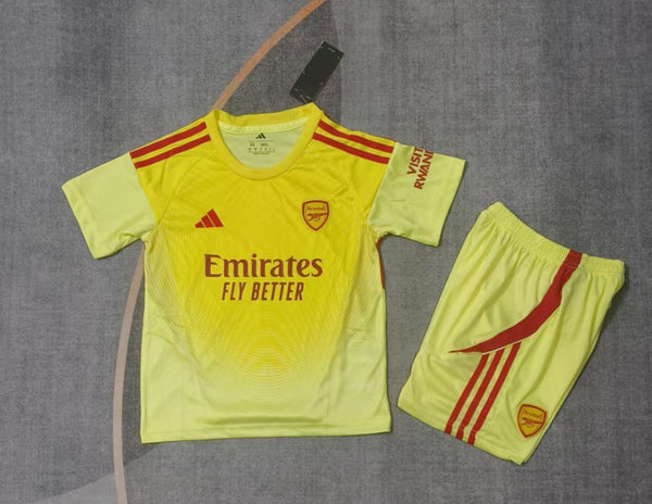 Kit Infantil Arsenal Goleiro 25/26 Camisa + Shorts Adidas Unissex - Amarelo