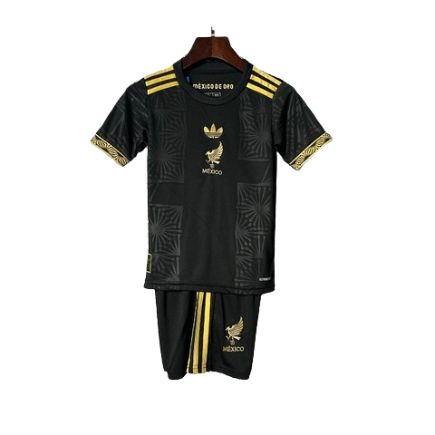 Kit Infantil México Edição Especial 25/26 Adidas Masculina - Preto e Dourado