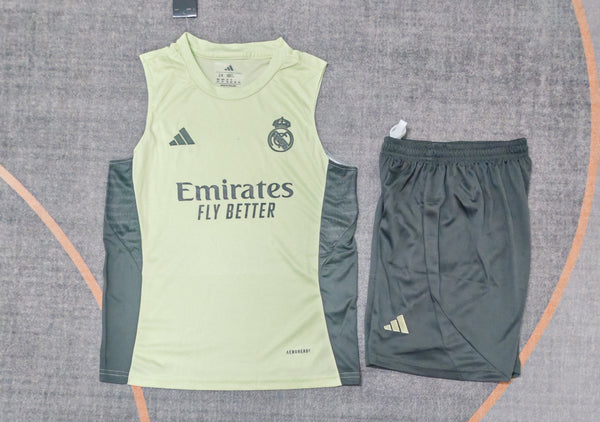 Kit Infantil Real Madrid Treino Regata 25/26 Adidas Masculina - Verde Claro