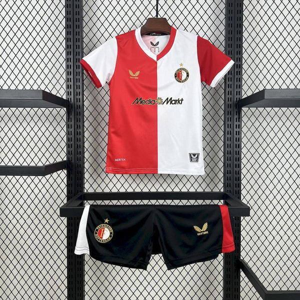 Kit Infantil Feyenoord Home 25/26 Castore Unissex - Branca e Vermelho