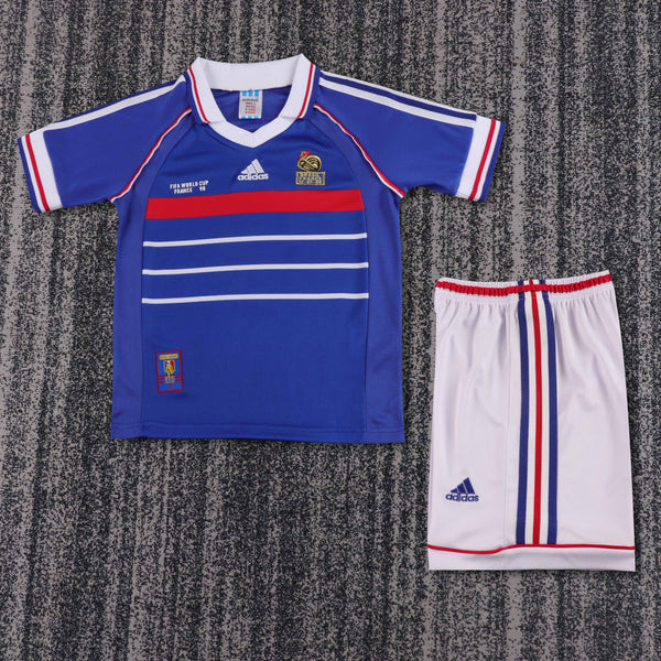 Kit Infantil França Home Retro 1998 Adidas Unissex - Azul