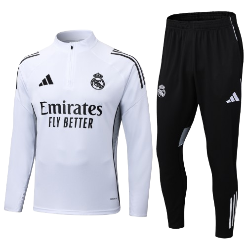 Kit Treino Agasalho + Calça Real Madrid Unissex - Branco