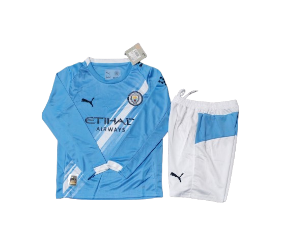 Kit Infantil Manchester City Home Manga Longa 25/26 Puma Unissex - Azul