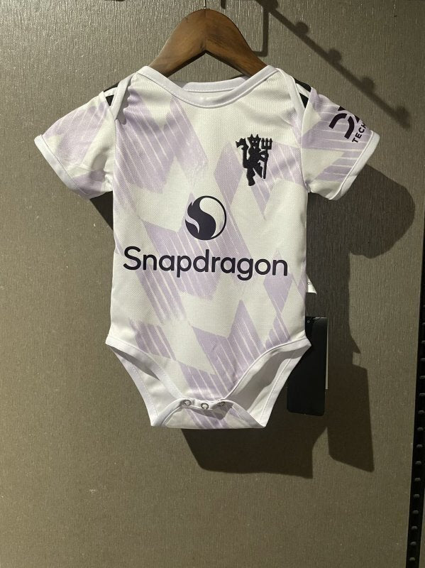 Body Bebê Infantil Manchester United Away 25/26 Unissex - Branco