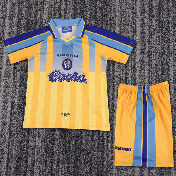 Kit Infantil Chelsea Retrô Away 95/96 Camisa + Shorts Umbro Unissex - Amarelo