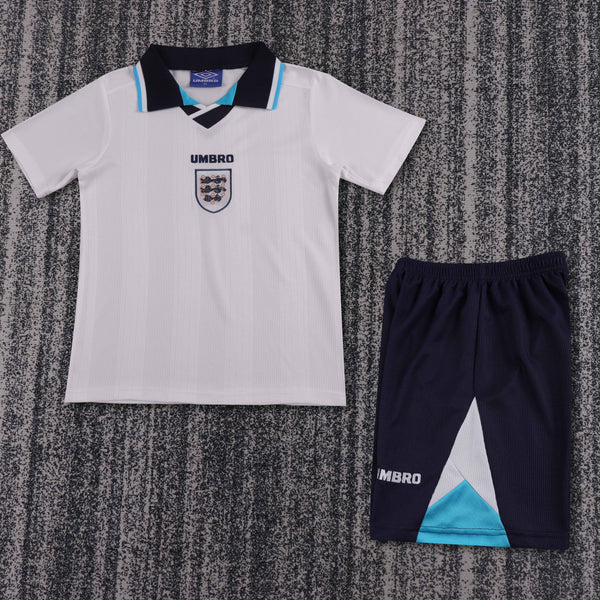 Kit Infantil Inglaterra Home Retro 1996 Umbro Unissex - Branca
