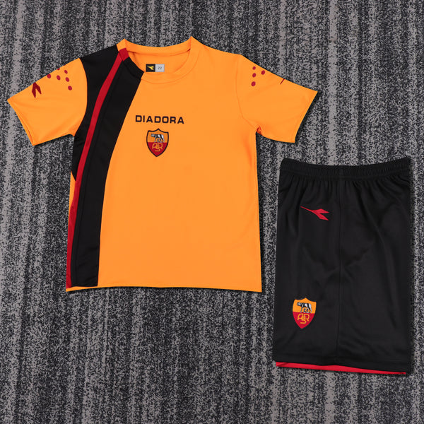 Kit Infantil Roma Away Retrô 05/06 Camisa + Shorts Diadora Unissex - Laranja