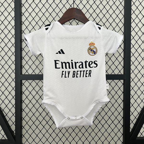 Body Bebê Infantil Real Madrid Home 24/25 Unissex - Branco