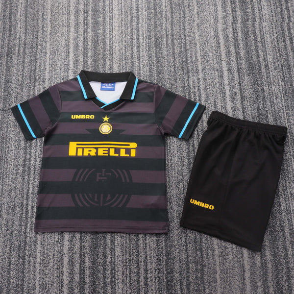 Kit Infantil Inter de Milão Third Retrô 1997 Camisa + Shorts Nike Unissex - Cinza Escuro