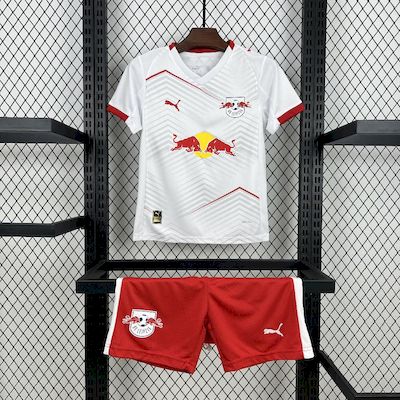 Kit Infantil RB Leipizig Home 25/26 Puma Unissex - Branca e Vermelha